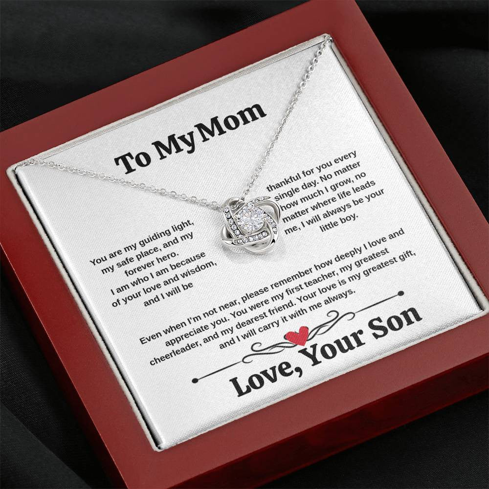 To My Mom Love Knot Necklace Love Son/Daughter