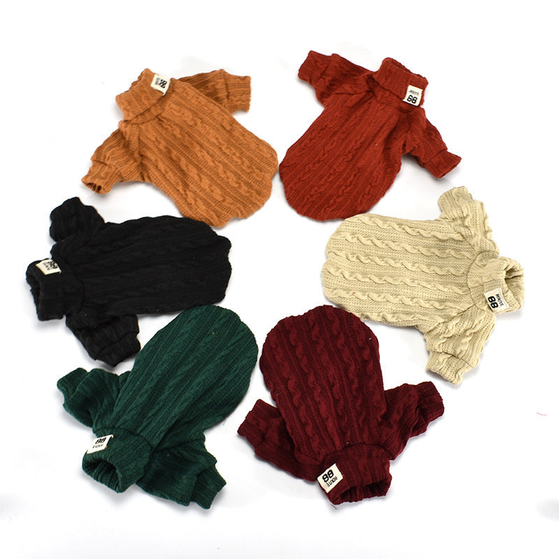Dog Sweater Turtleneck Solid Color For Small Medium Dogs