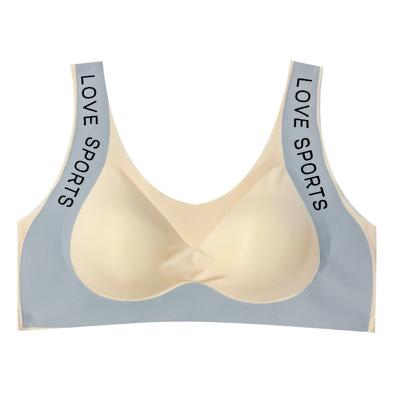 Letter Wide Shoulder Strap Breathable Bras