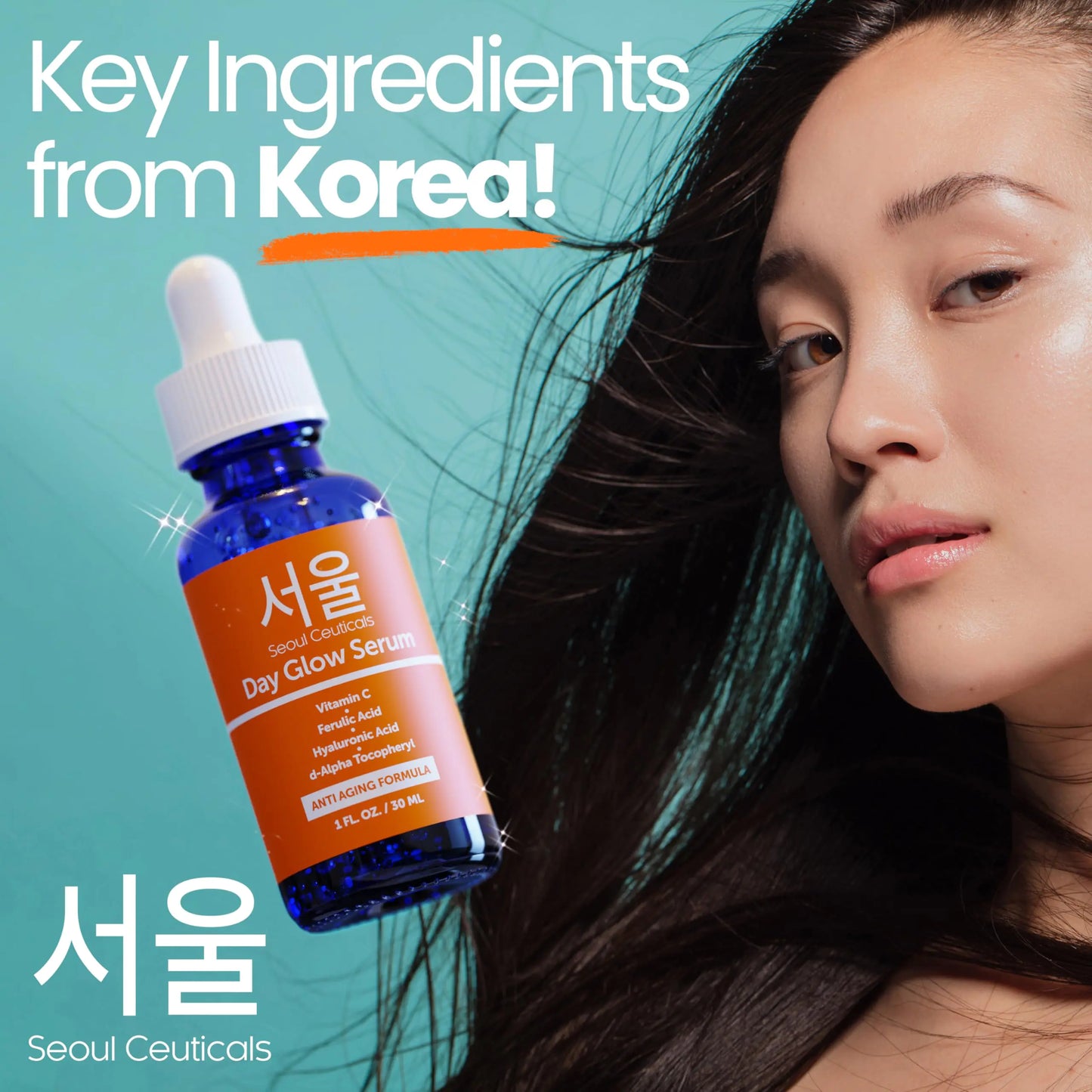 SeoulCeuticals Korean Skin Care 20% Vitamin C Hyaluronic Acid Serum + CE Ferulic Acid - Potent Anti Aging, Anti Wrinkle Korean Beauty 1 Fl Oz (Pack of 1)