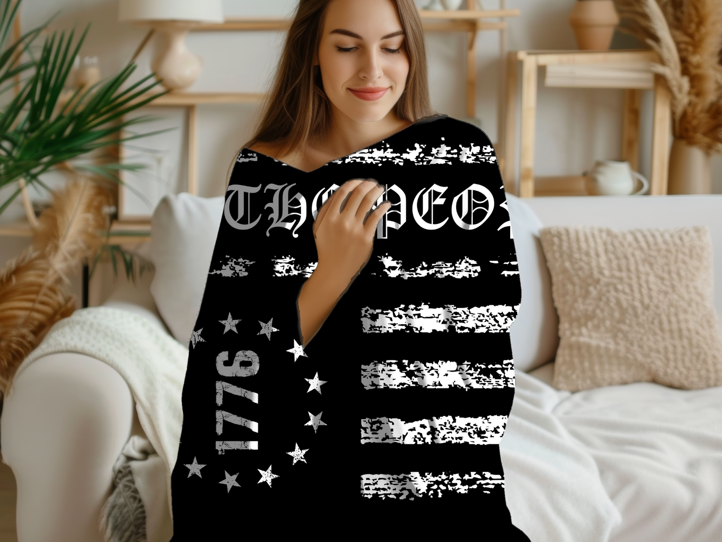 We The People Black and White Blanket
