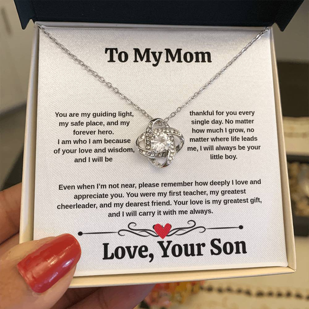 To My Mom Love Knot Necklace Love Son/Daughter