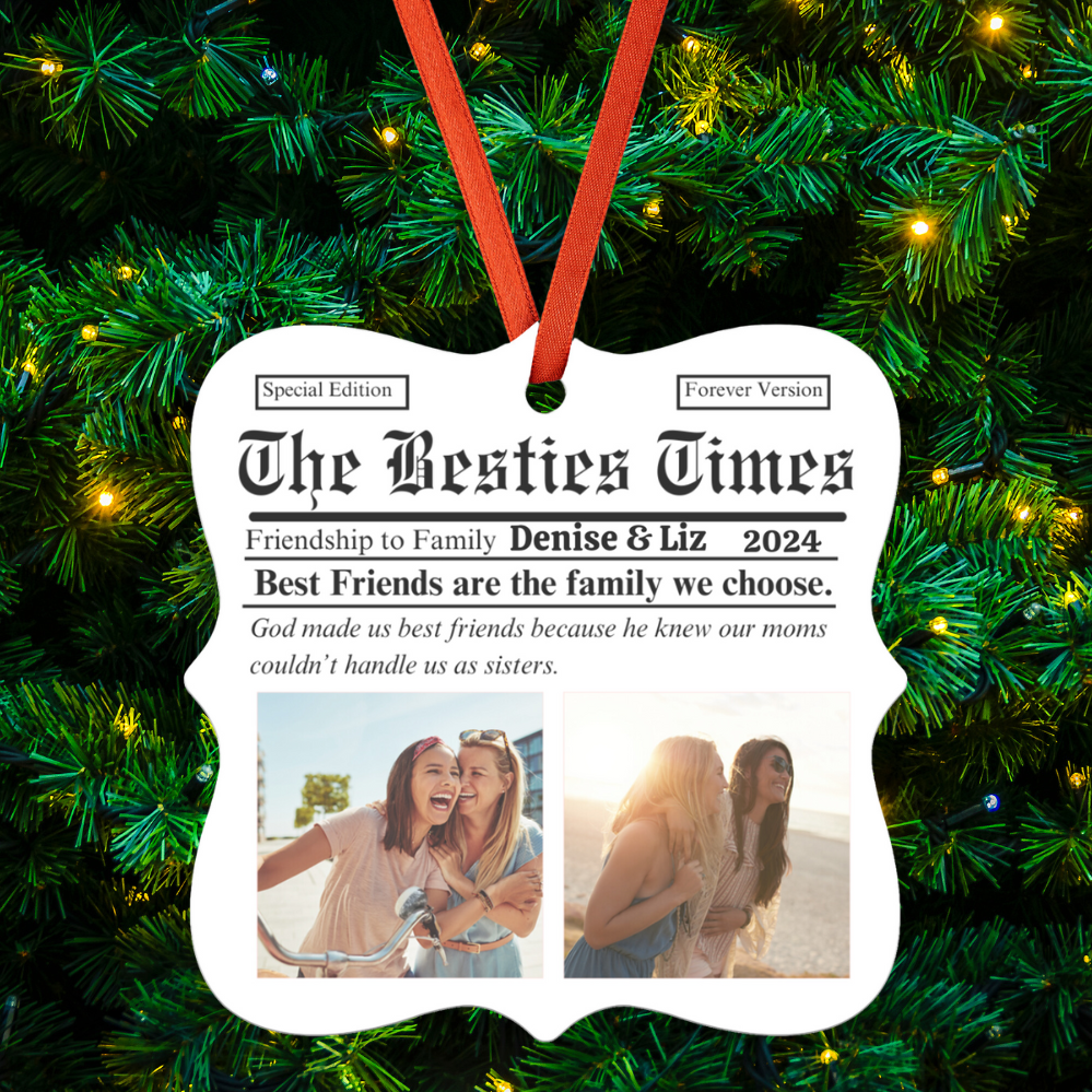 Besties Times | Best Friends Forever | Personalized Christmas Ornament