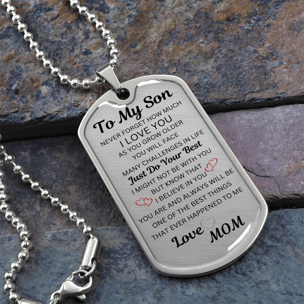 To My Son Dog Tag Necklace