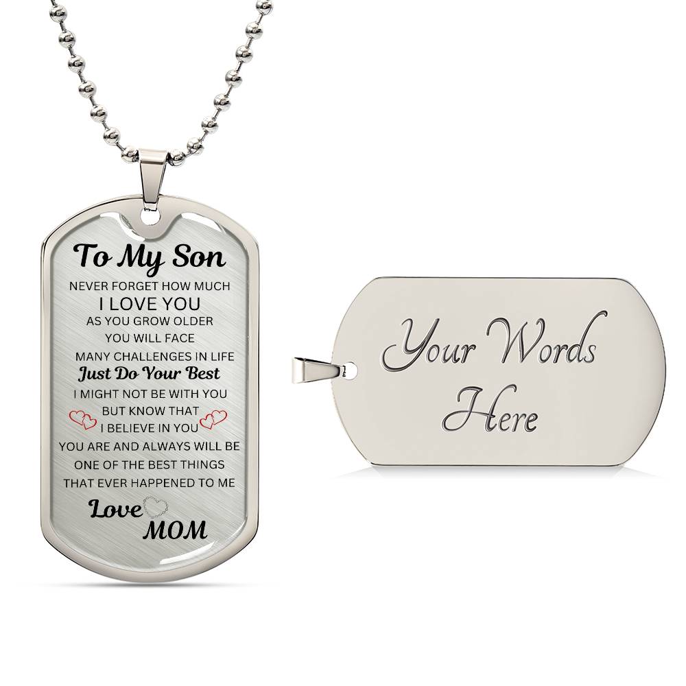To My Son Dog Tag Necklace
