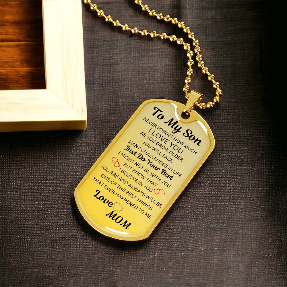 To My Son Dog Tag Necklace