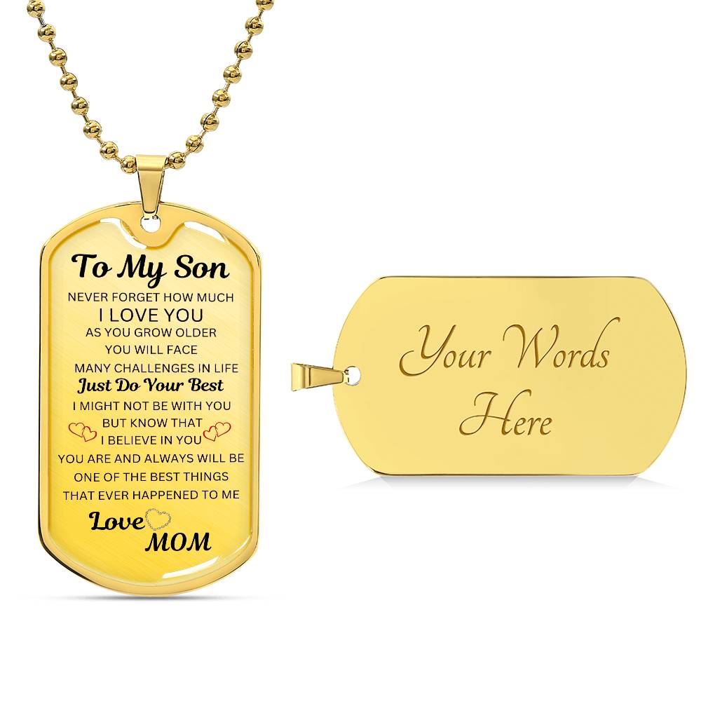 To My Son Dog Tag Necklace