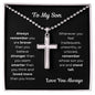 To My Son Cross Necklace Ball Chain