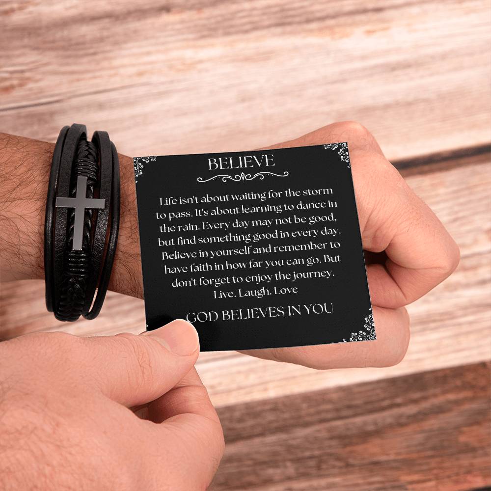 Believe Cross Bracelet for him or her