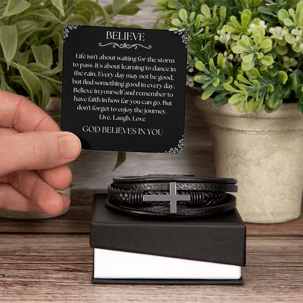 Believe Cross Bracelet for him or her