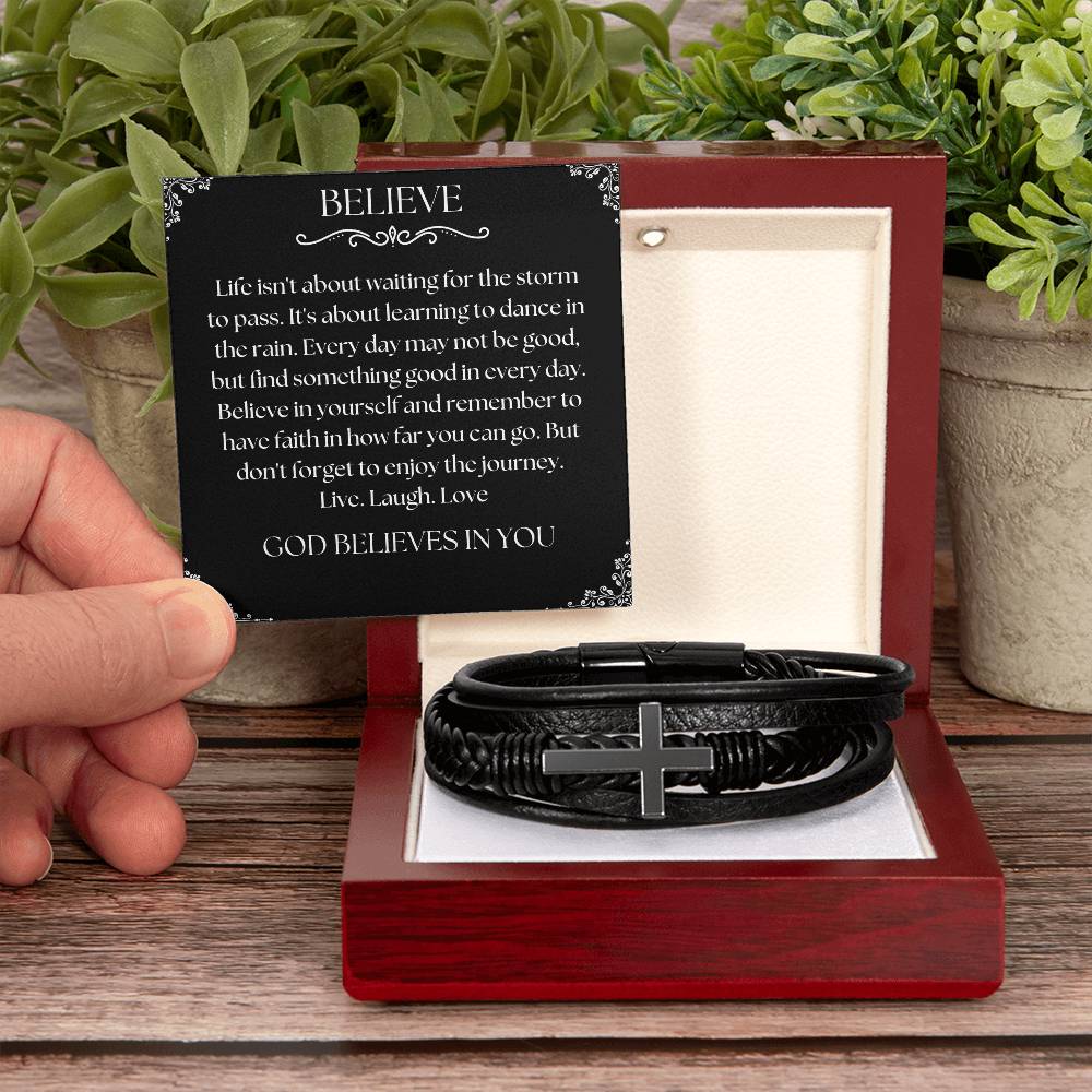 Believe Cross Bracelet for him or her