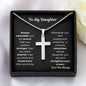 To My Daughter Cross Necklace Snake Chain