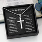 To My Daughter Cross Necklace Snake Chain
