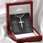 To My Daughter Cross Necklace Snake Chain