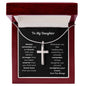 To My Daughter Cross Necklace Snake Chain