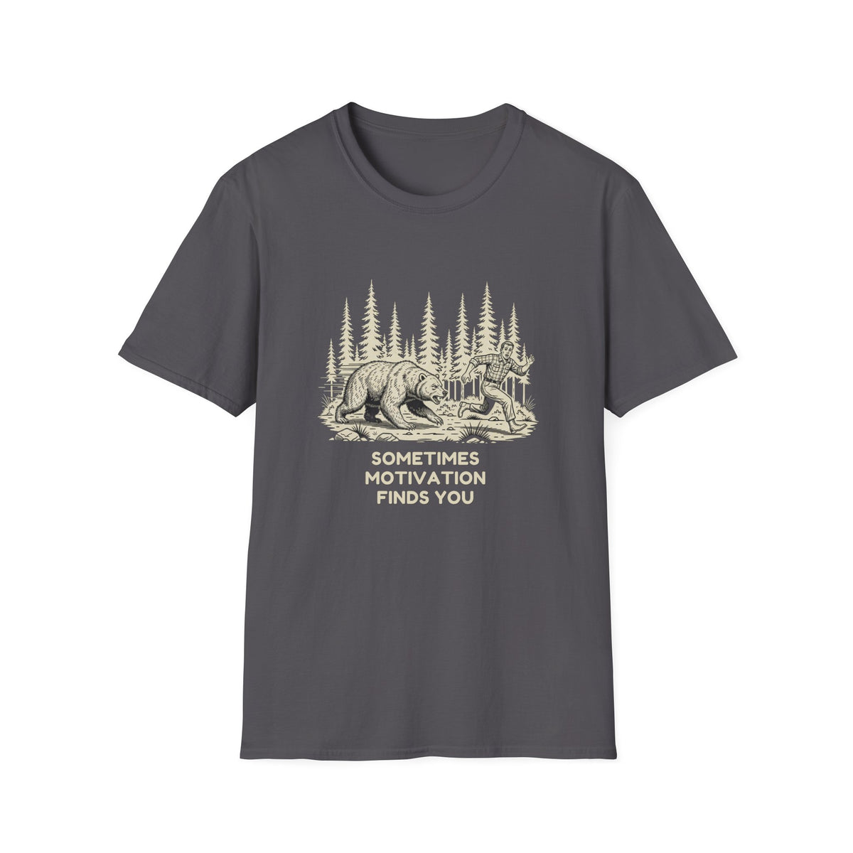 Sometimes Motivation Finds You T-Shirt | Funny Bear Running Shirt