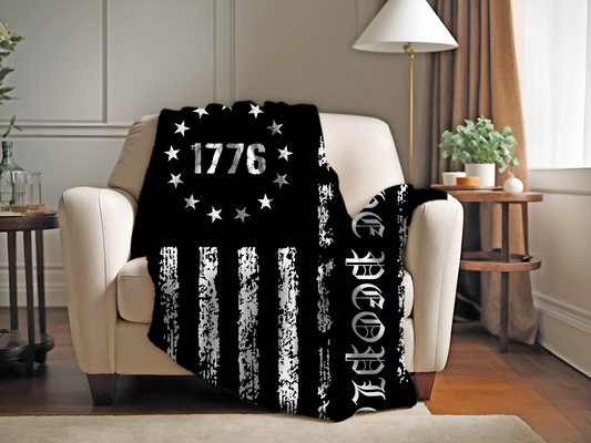 We The People Black and White Blanket