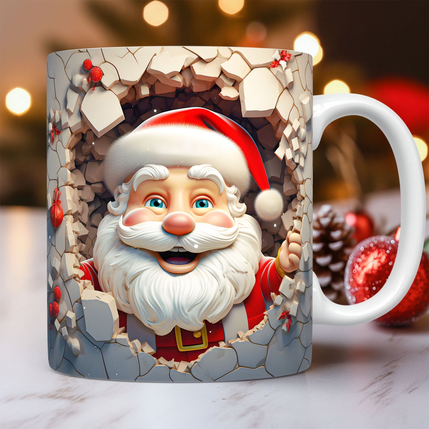 Christmas Theme Ceramic Mug 3D Santa Claus Coffee Cup