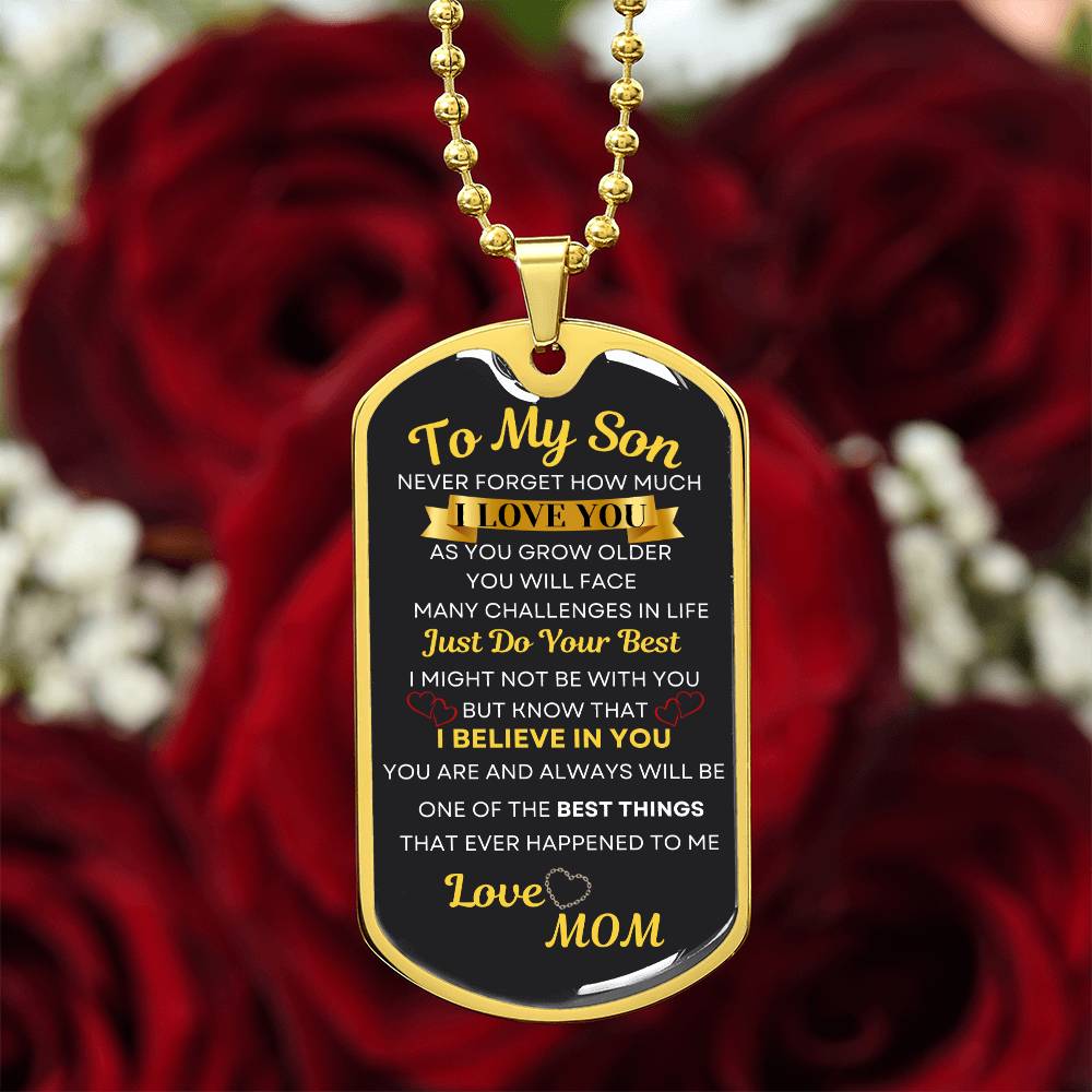 To My Son Dog Tag Necklace