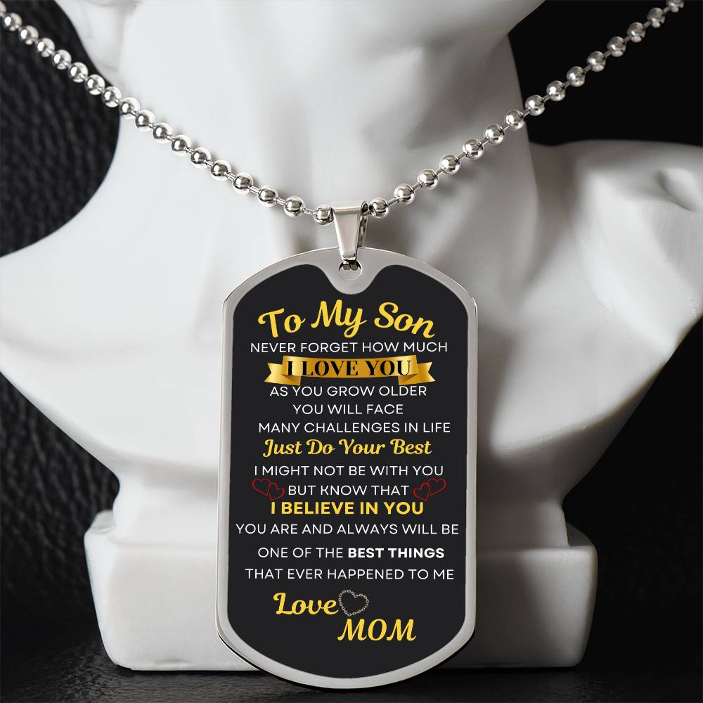To My Son Dog Tag Necklace