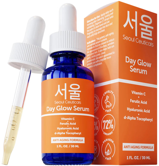 SeoulCeuticals Korean Skin Care 20% Vitamin C Hyaluronic Acid Serum + CE Ferulic Acid - Potent Anti Aging, Anti Wrinkle Korean Beauty 1 Fl Oz (Pack of 1)