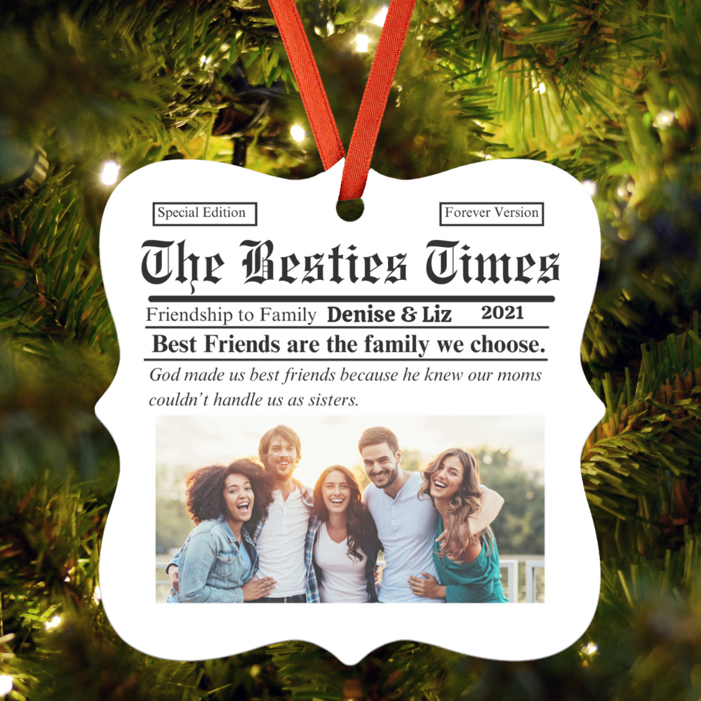 Besties Times | Best Friends Forever | Personalized Christmas Ornament