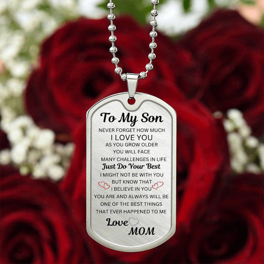 To My Son Dog Tag Necklace