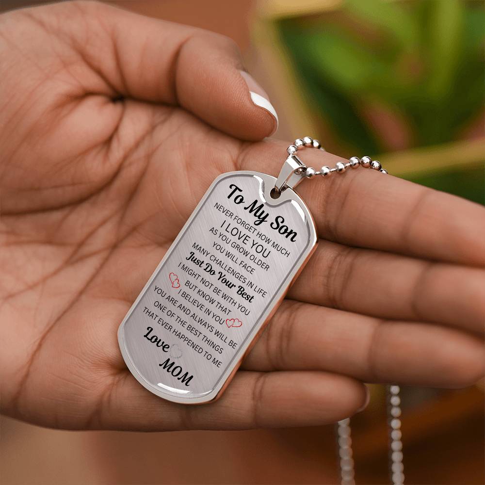 To My Son Dog Tag Necklace