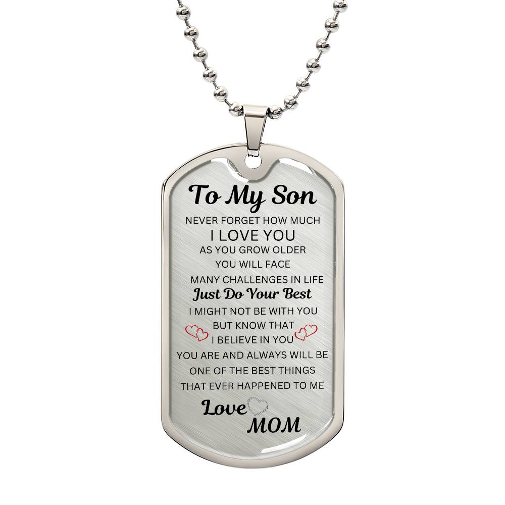 To My Son Dog Tag Necklace