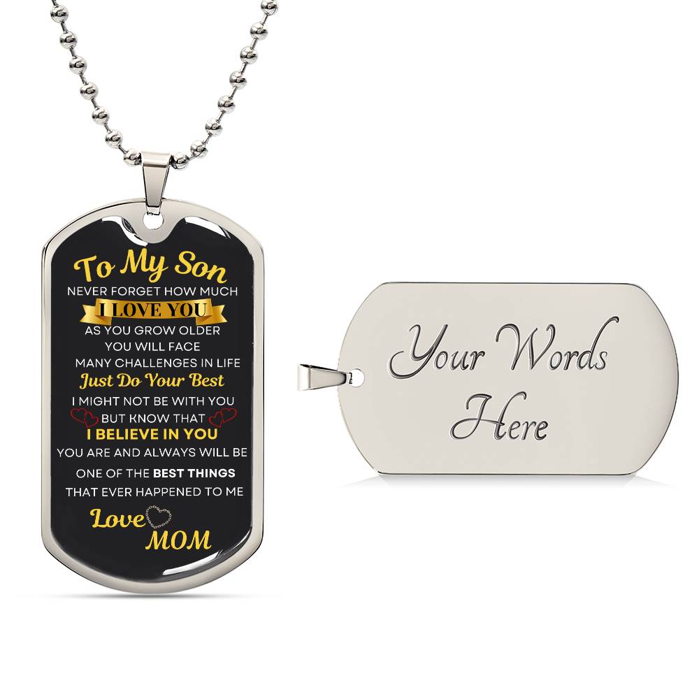 To My Son Dog Tag Necklace