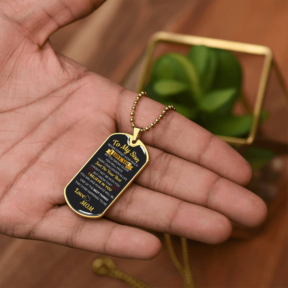 To My Son Dog Tag Necklace