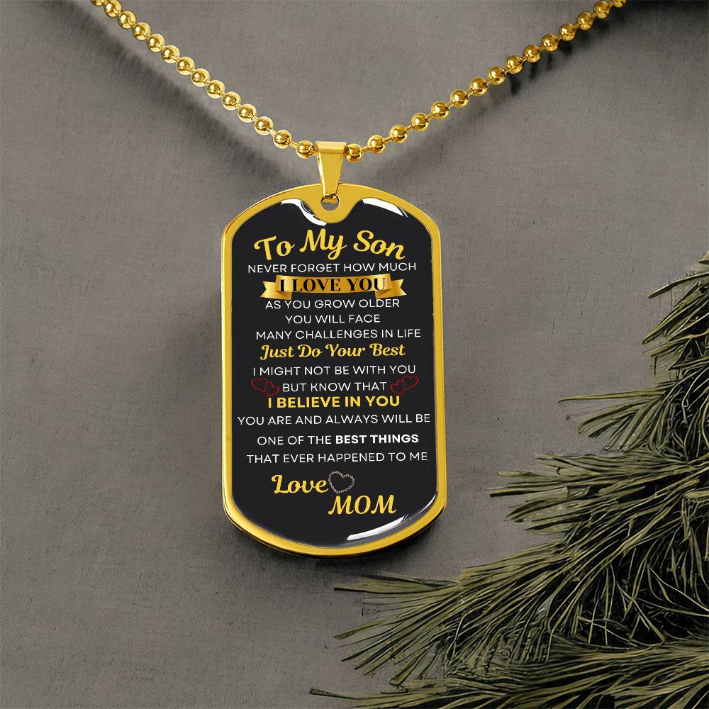 To My Son Dog Tag Necklace