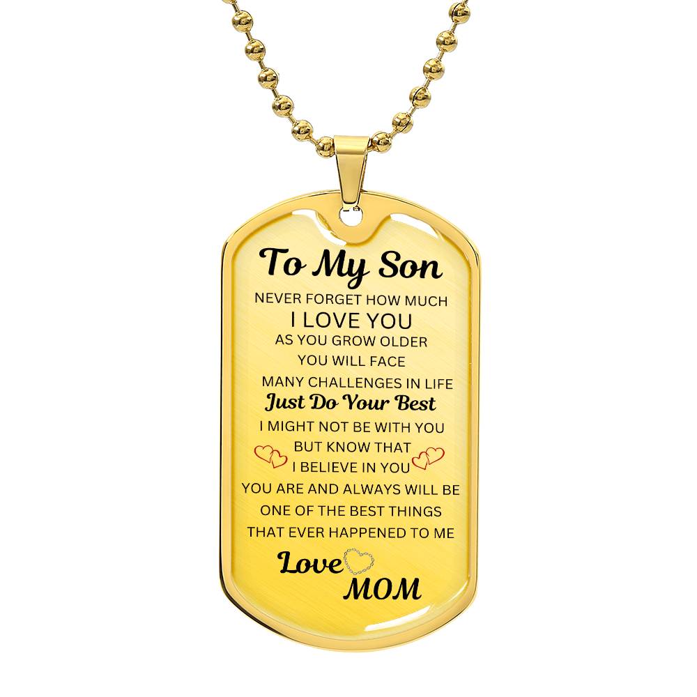 To My Son Dog Tag Necklace