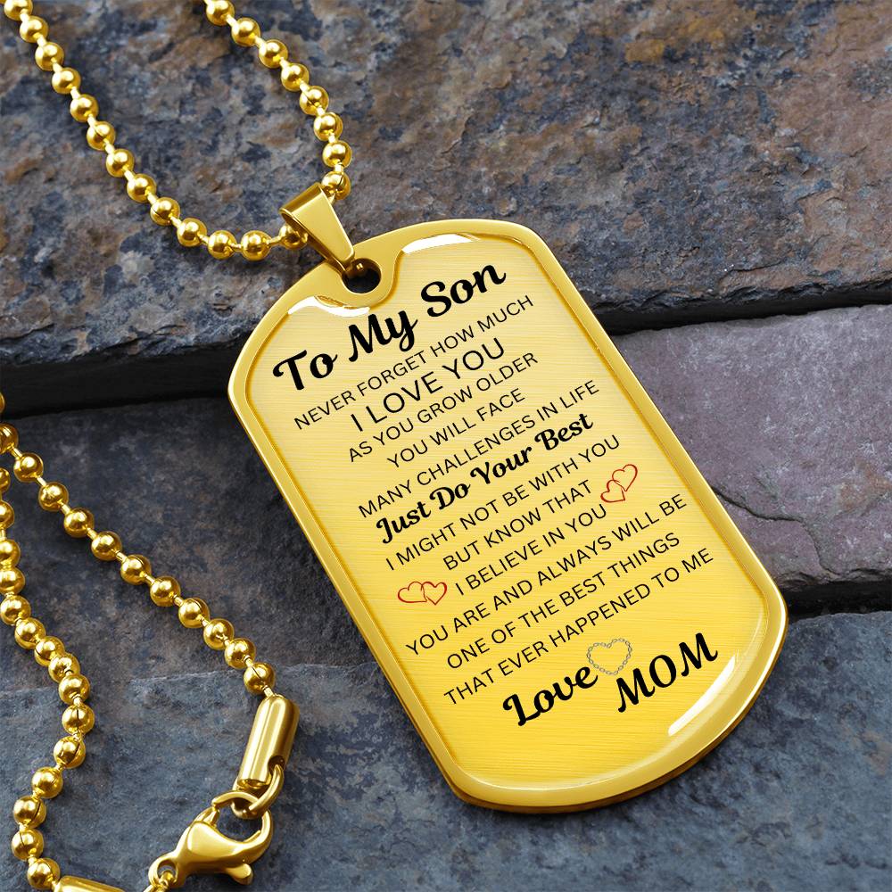 To My Son Dog Tag Necklace