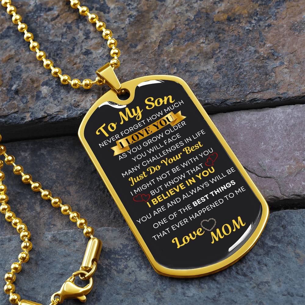 To My Son Dog Tag Necklace