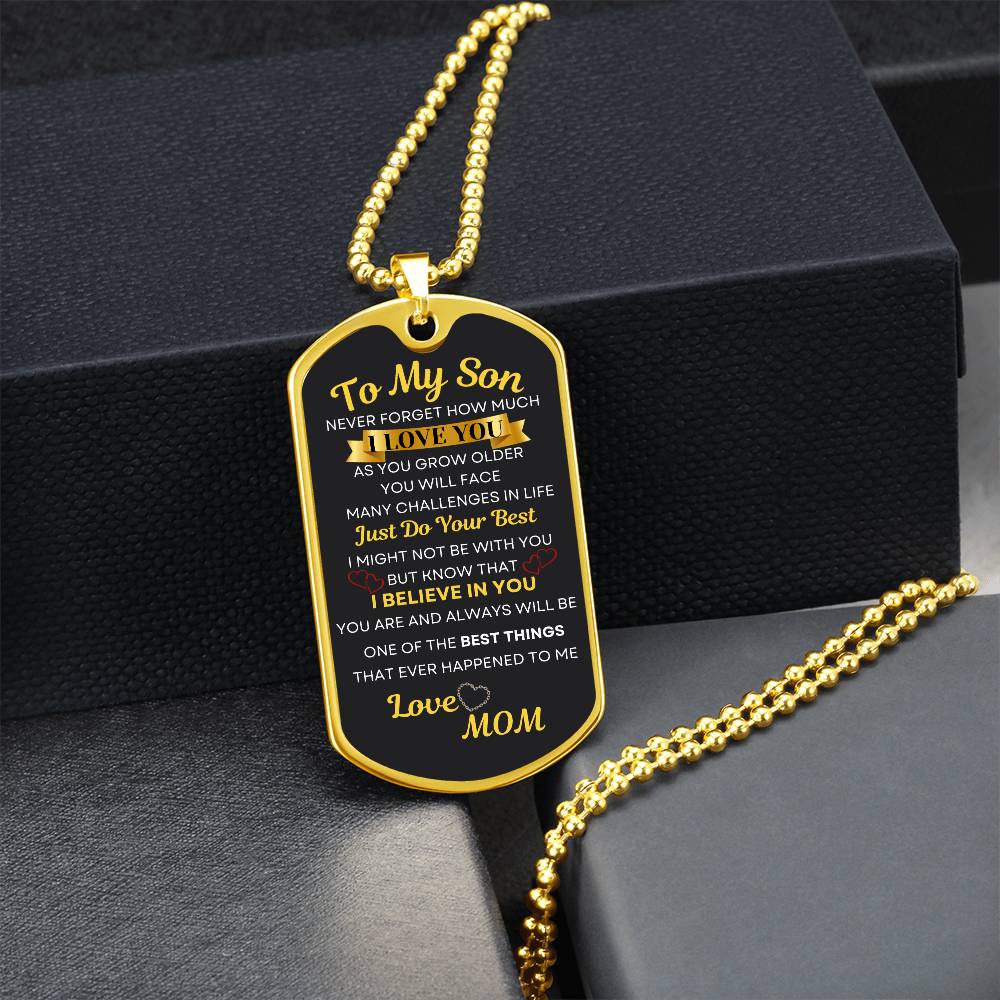 To My Son Dog Tag Necklace