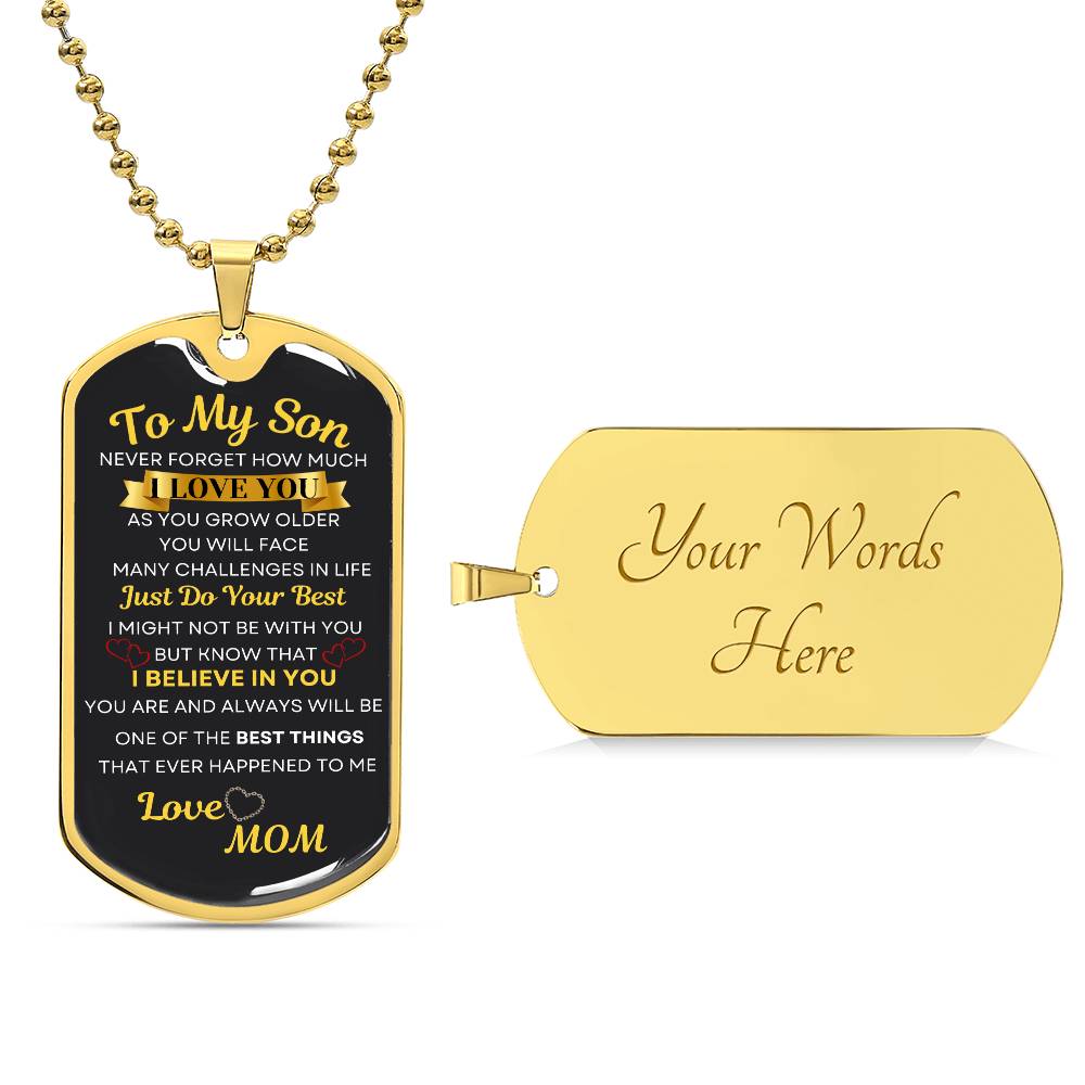 To My Son Dog Tag Necklace