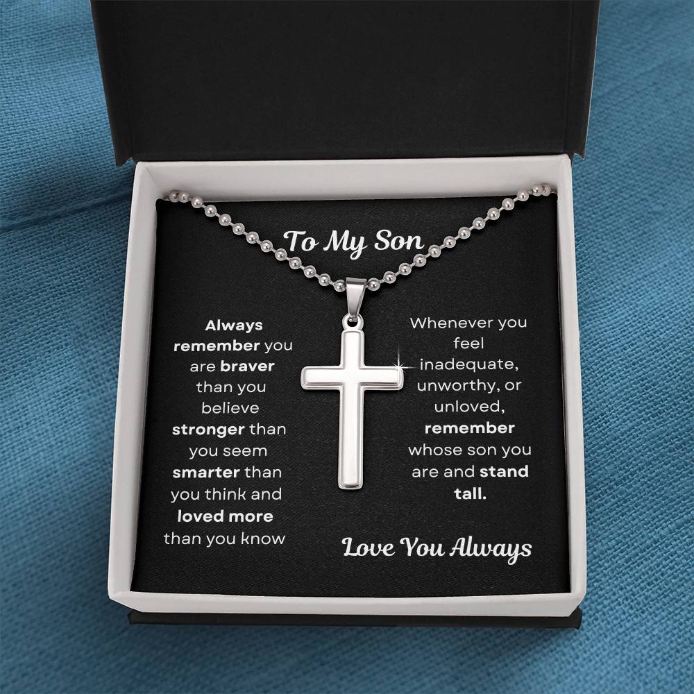 To My Son Cross Necklace Ball Chain