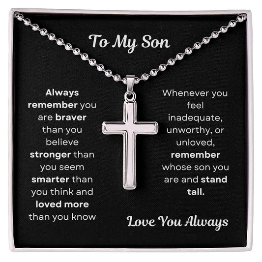 To My Son Cross Necklace Ball Chain