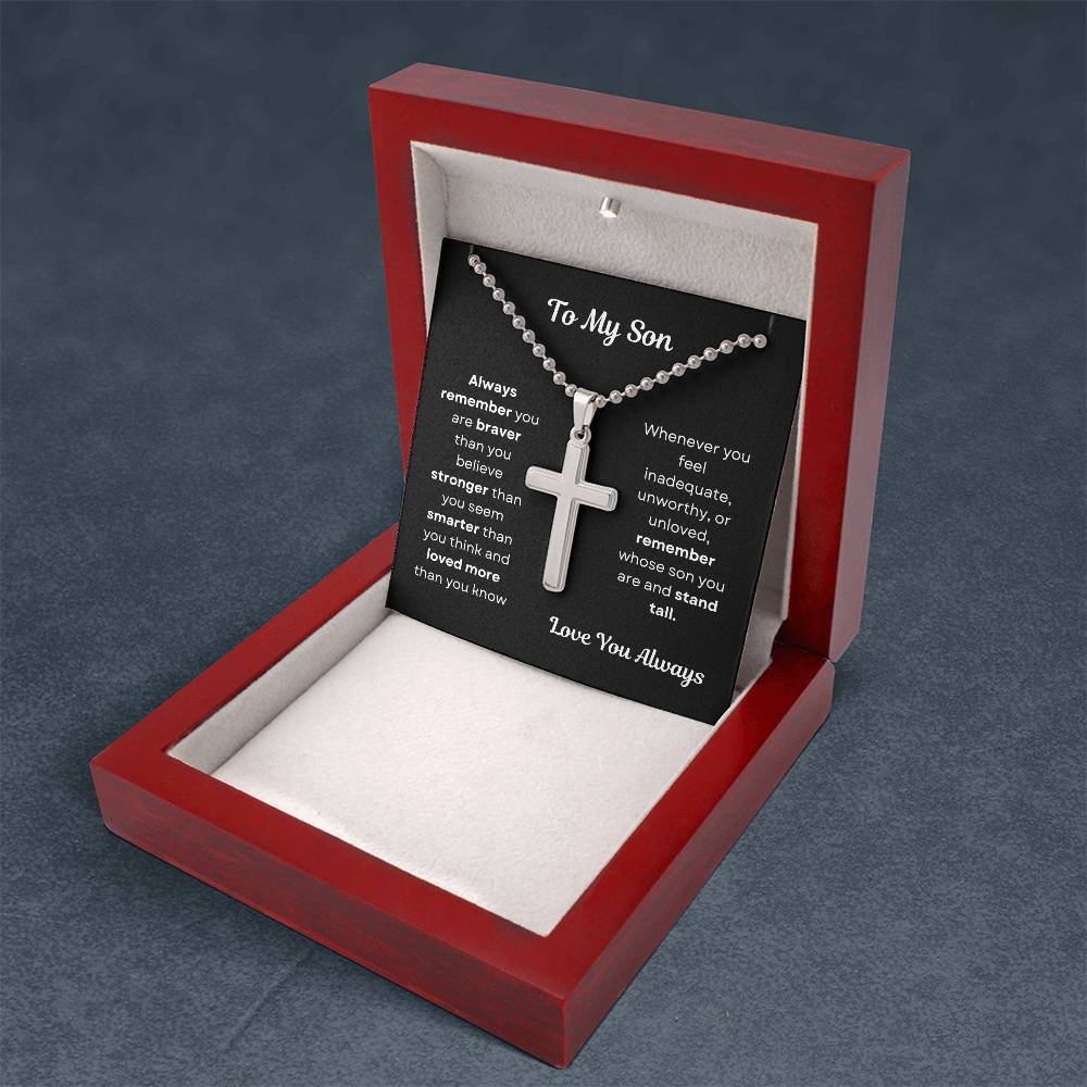 To My Son Cross Necklace Ball Chain