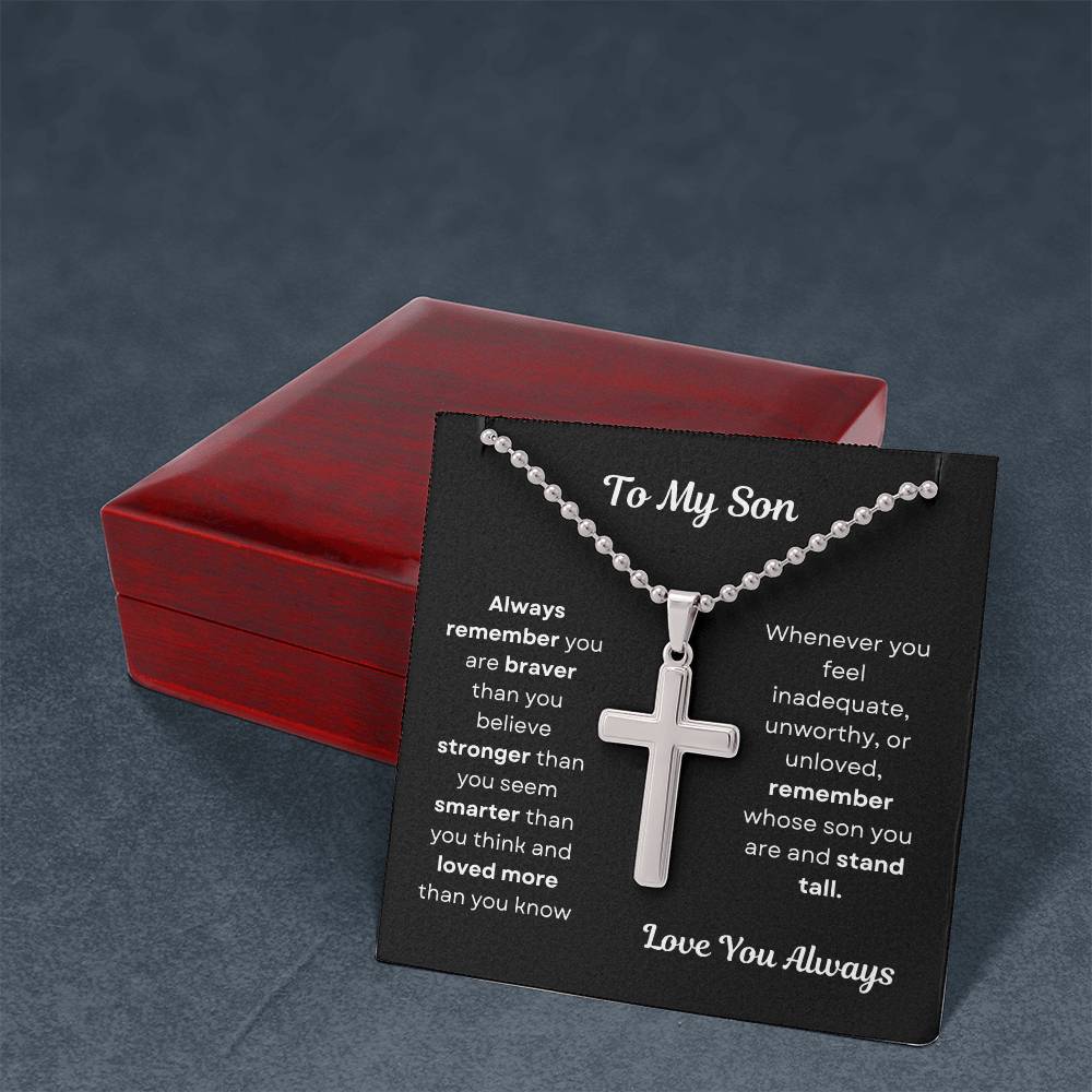 To My Son Cross Necklace Ball Chain