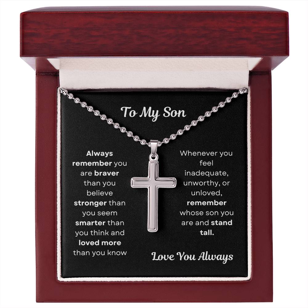 To My Son Cross Necklace Ball Chain