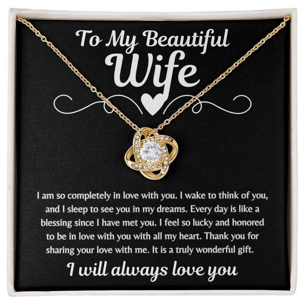 To My Beautiful Wife, Completely in Love Knot Necklace