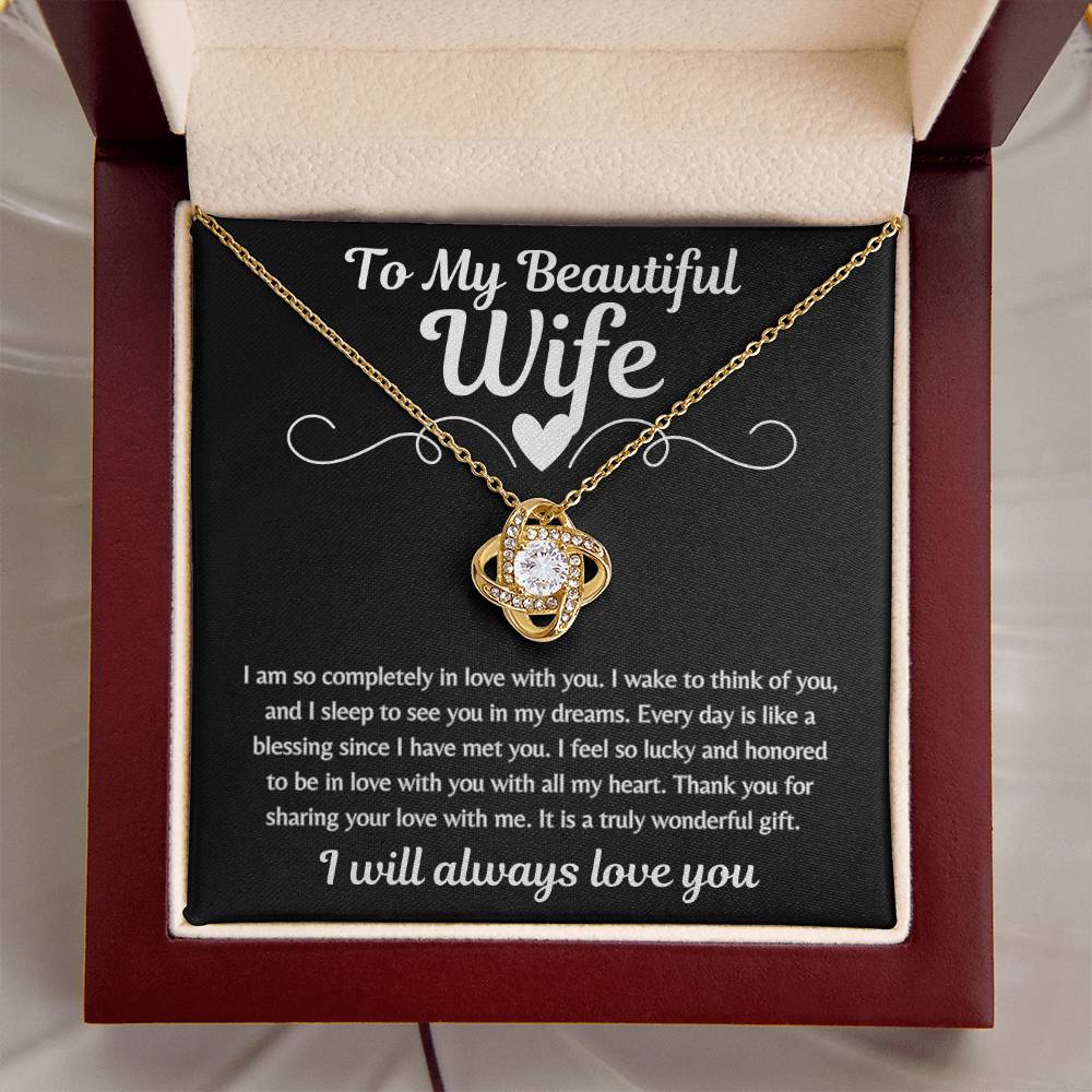 To My Beautiful Wife, Completely in Love Knot Necklace