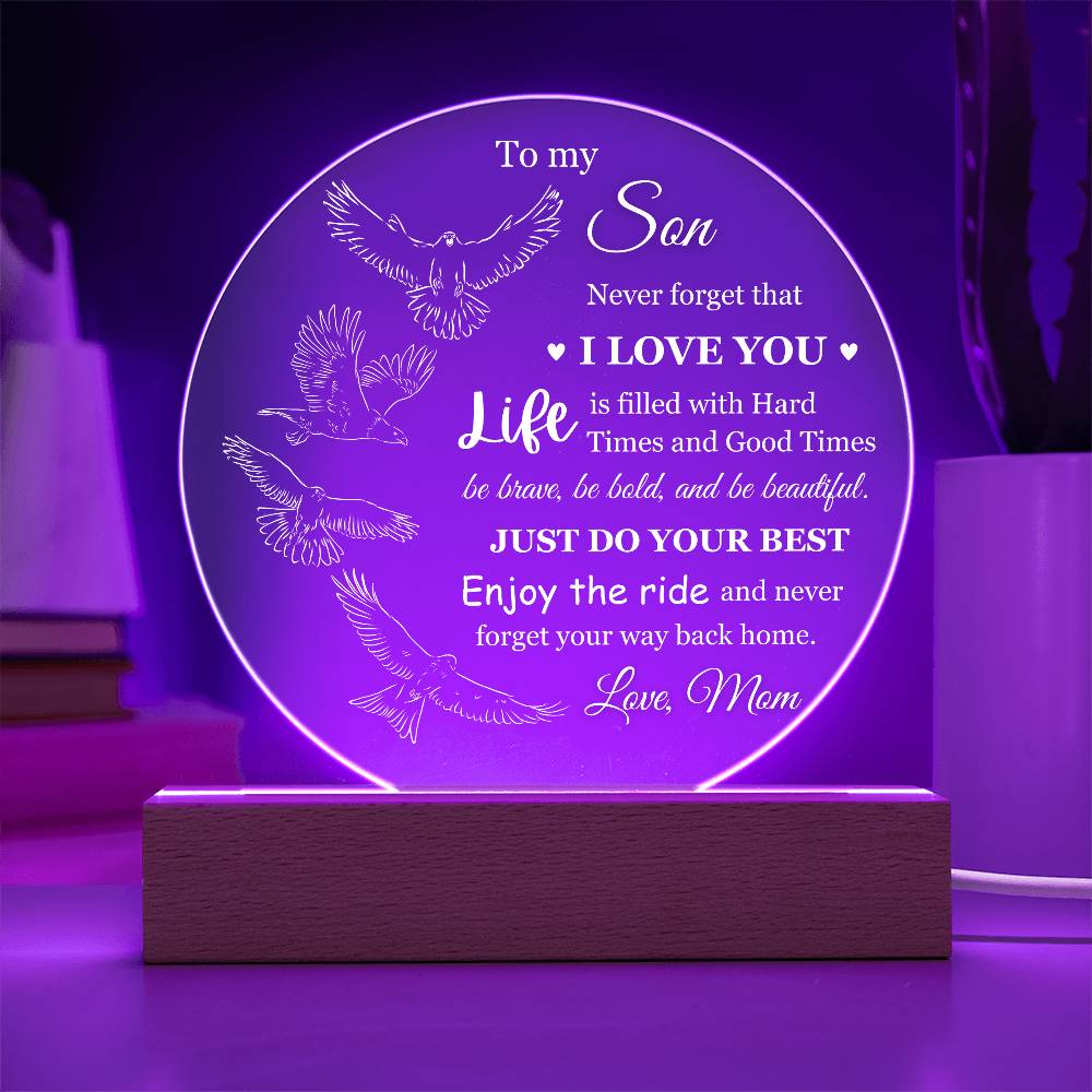 To My Son Love Mom Acrylic Lamp