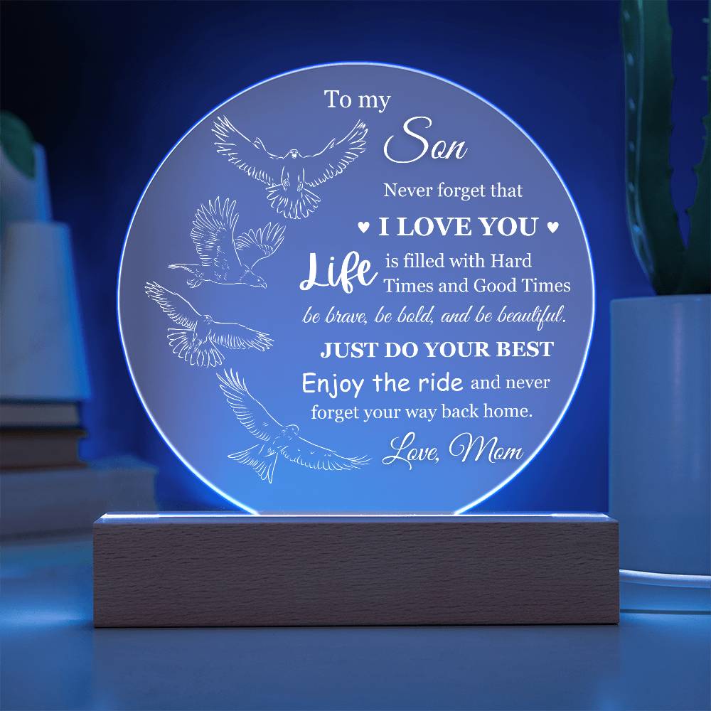 To My Son Love Mom Acrylic Lamp