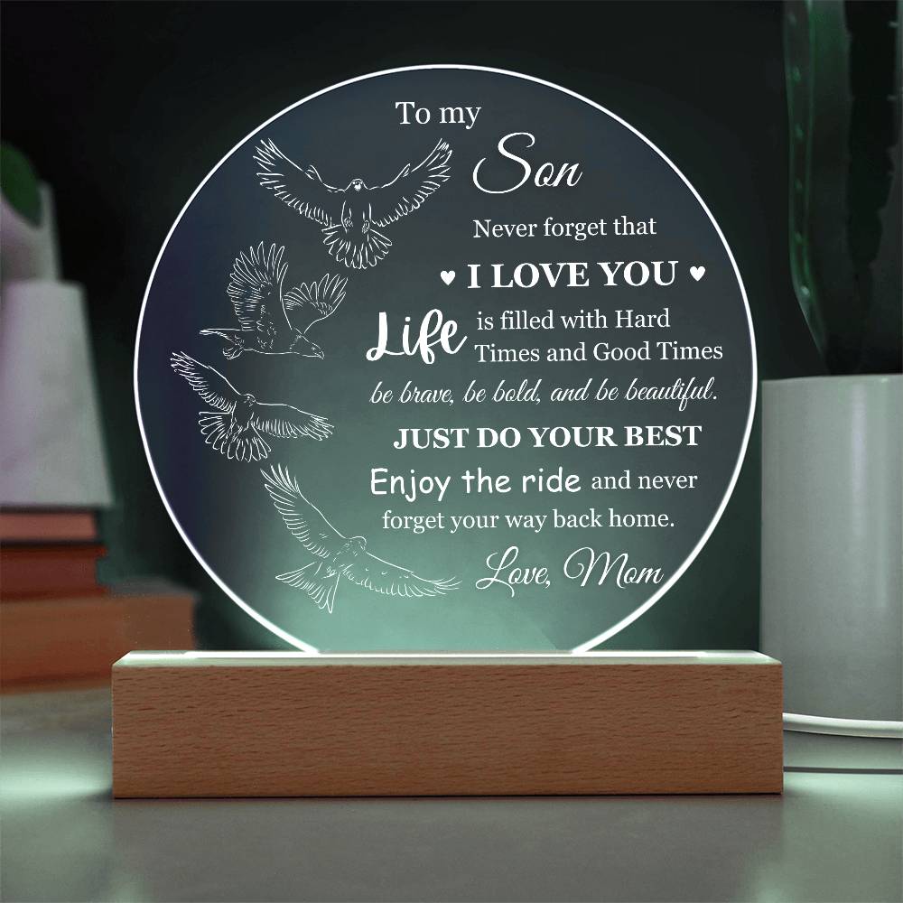 To My Son Love Mom Acrylic Lamp