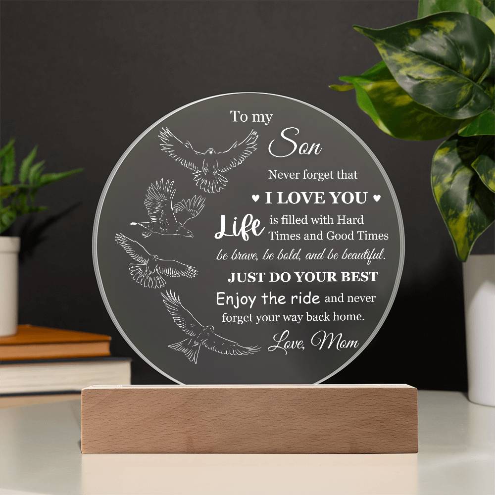 To My Son Love Mom Acrylic Lamp