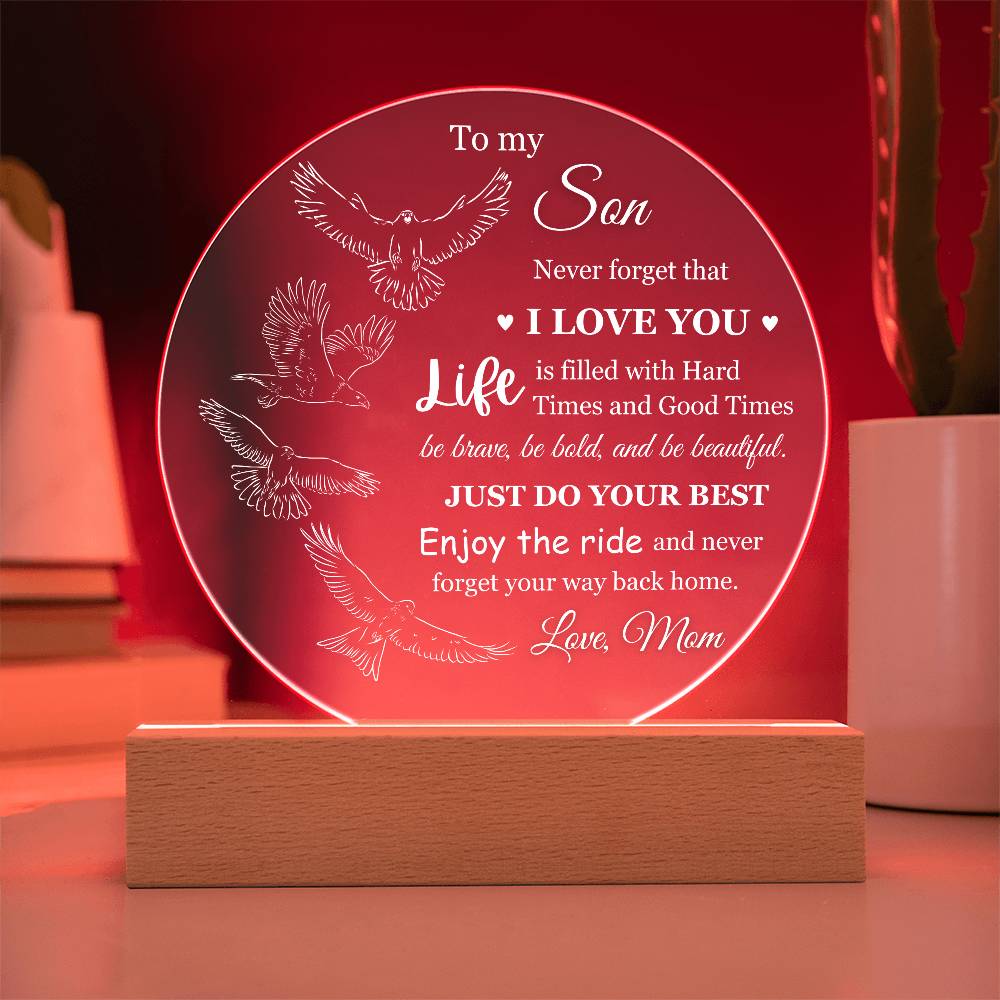 To My Son Love Mom Acrylic Lamp