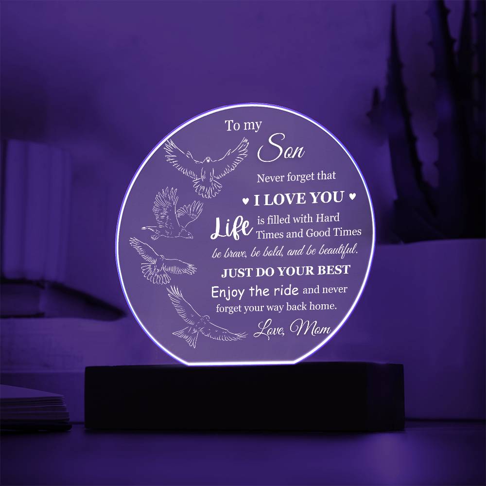 To My Son Love Mom Acrylic Lamp